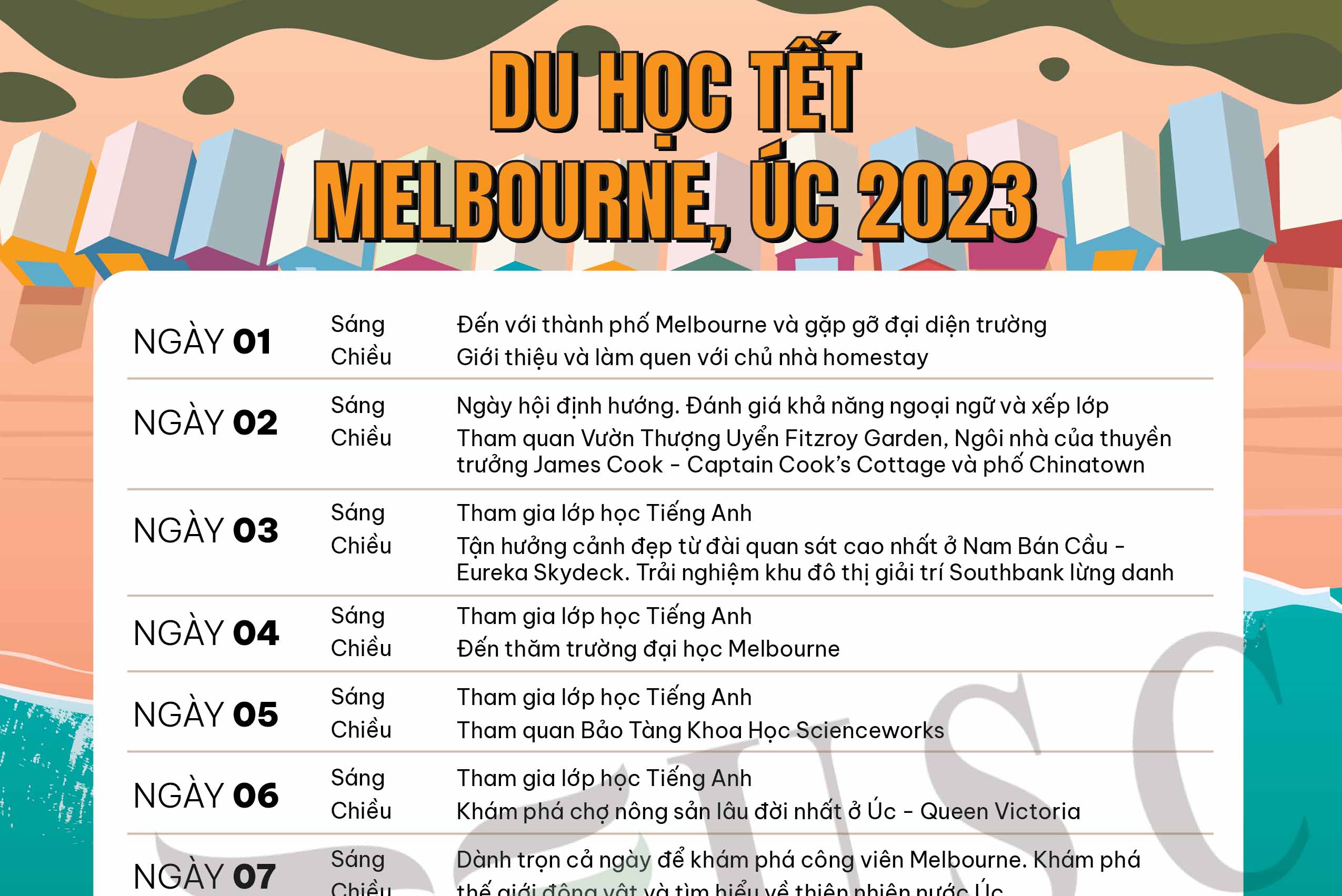 LỊCH TRÌNH DU HỌC TẾT - MELBOURNE, ÚC 2023