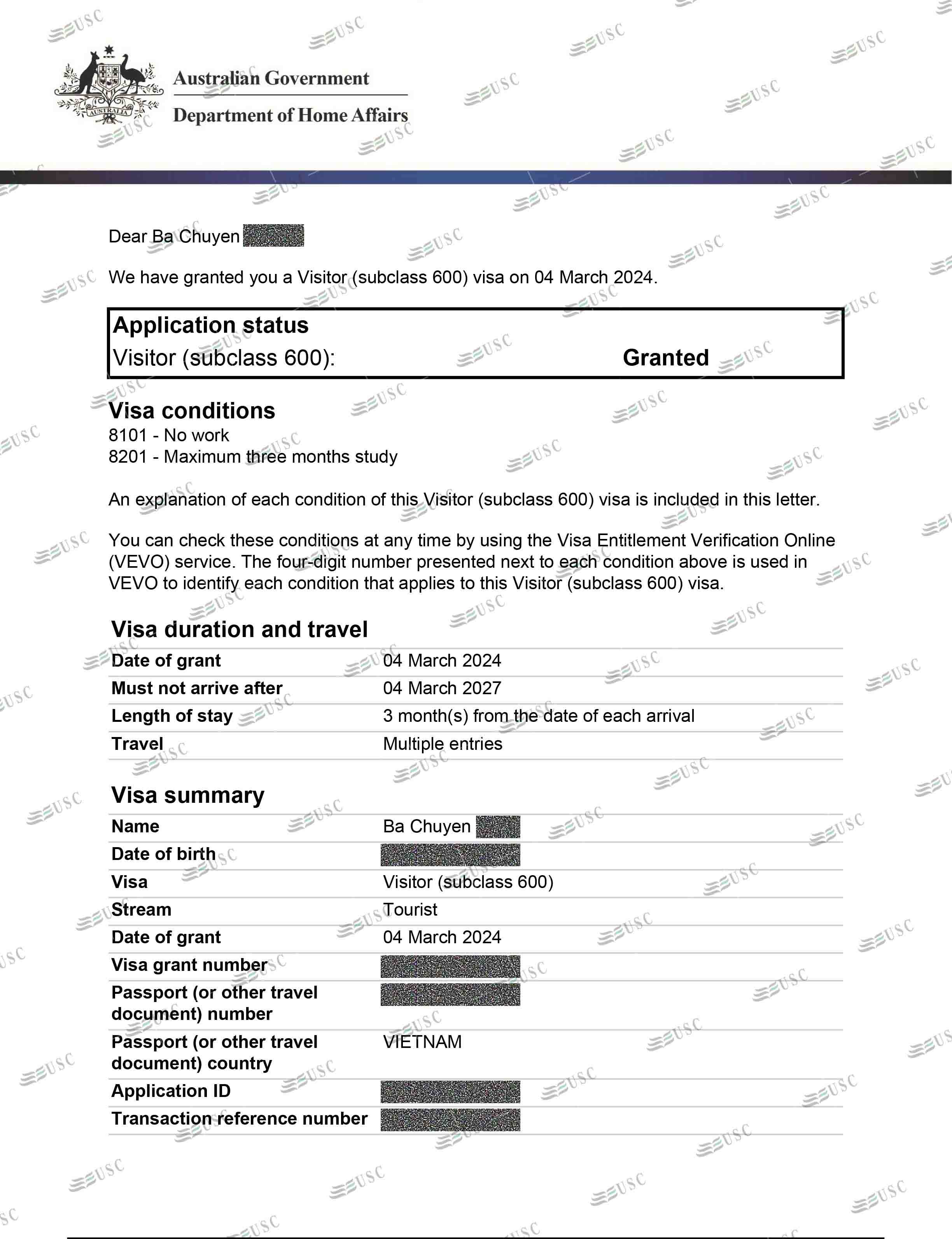 CHÚC MỪNG CÁC KHÁCH HÀNG CỦA USC ĐÃ ĐƯỢC LÃNH SỰ QUÁN ÚC CẤP VISA (T3/2024)