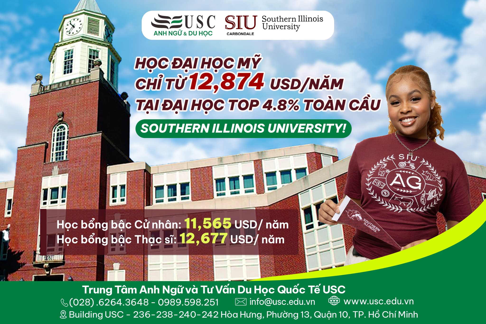 HỌC ĐẠI HỌC MỸ – CHỈ TỪ 12,874 USD/NĂM TẠI ĐẠI HỌC TOP 4.8% TOÀN CẦU – SOUTHERN ILLINOIS UNIVERSITY!