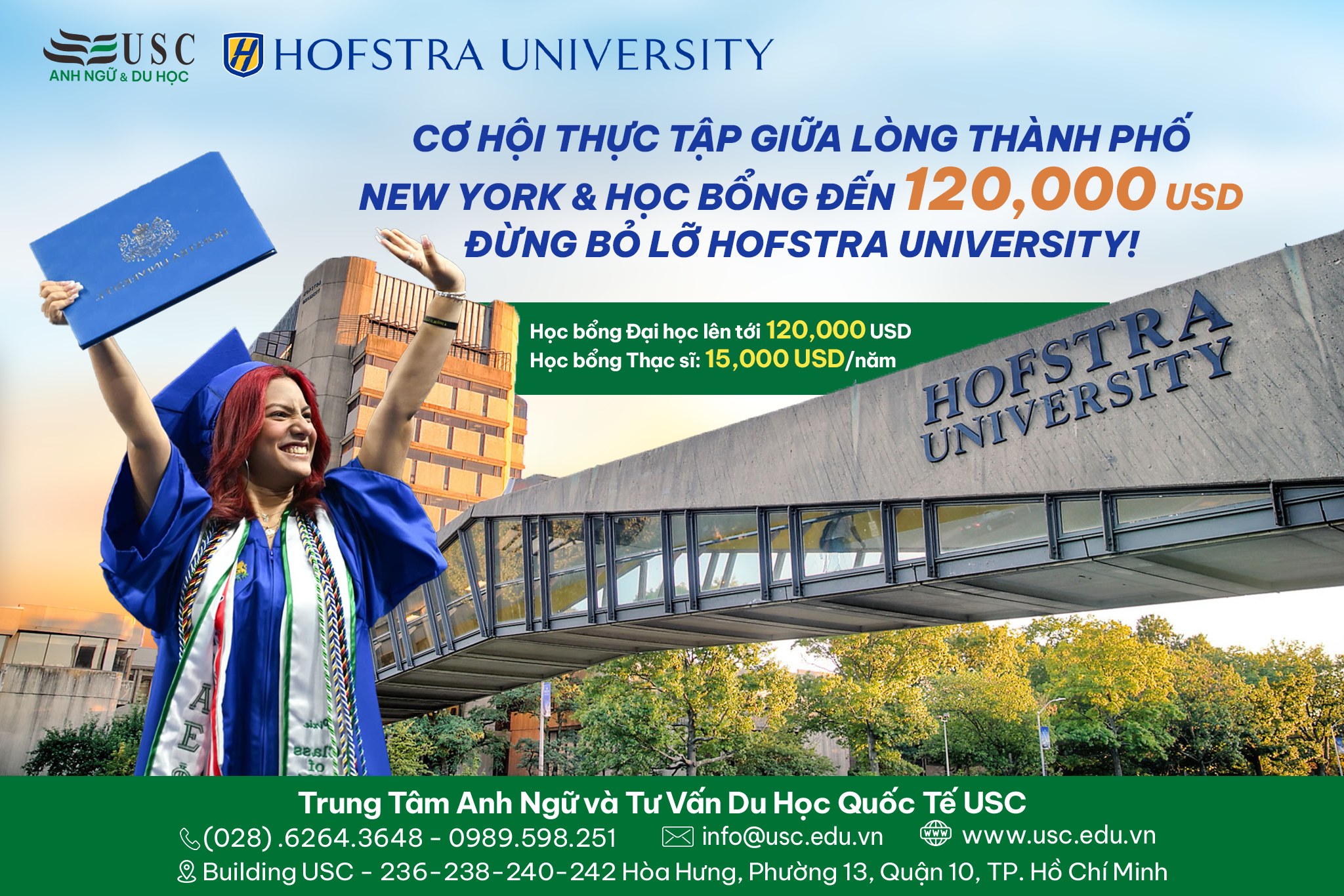 CƠ HỘI THỰC TẬP GIỮA LÒNG THÀNH PHỐ NEW YORK & HỌC BỔNG ĐẾN 120,000 USD – ĐỪNG BỎ LỠ HOFSTRA UNIVERSITY!