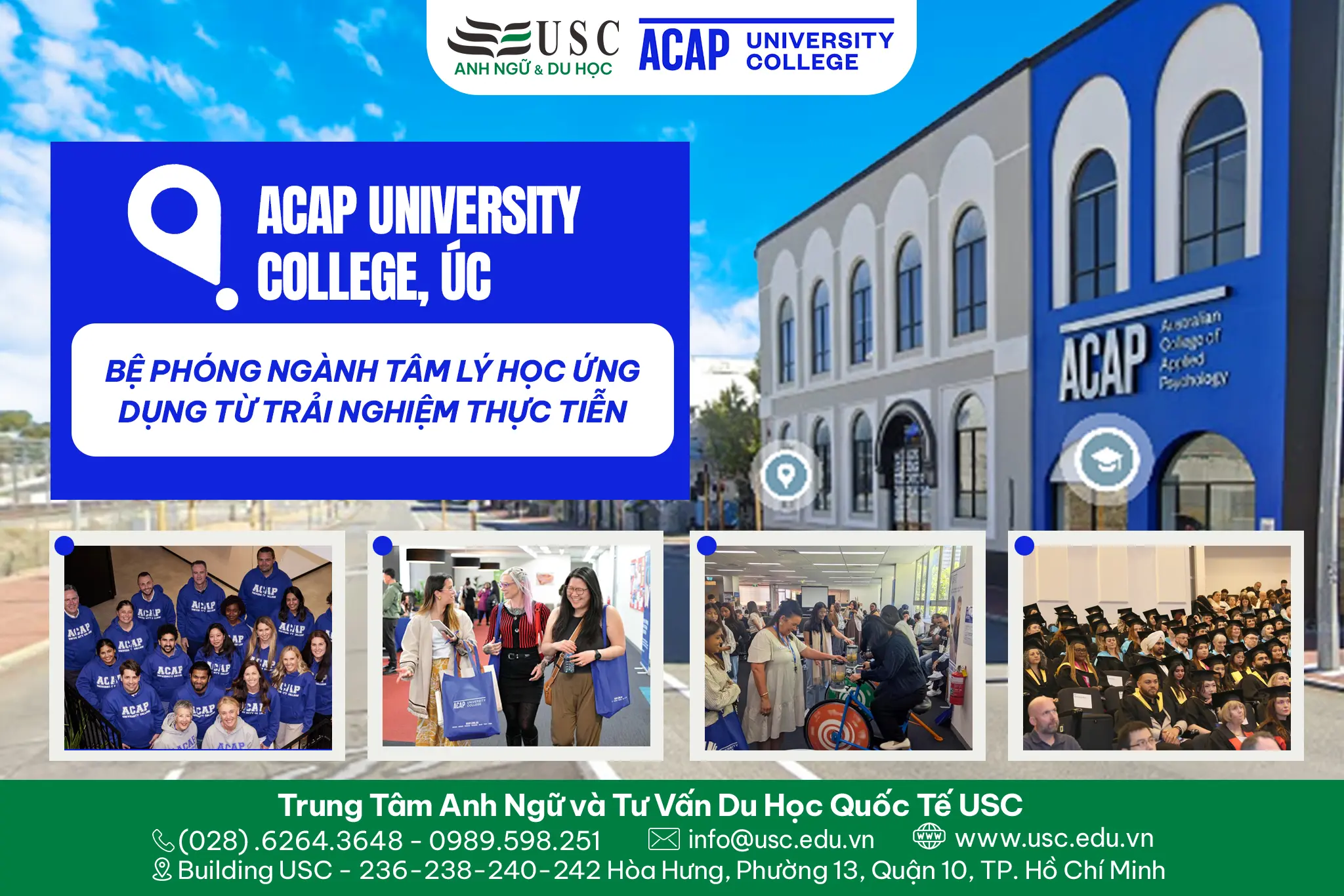 ACAP UNIVERSITY COLLEGE, ÚC – BỆ PHÓNG NGÀNH TÂM LÝ HỌC ỨNG DỤNG TỪ TRẢI NGHIỆM THỰC TIỄN