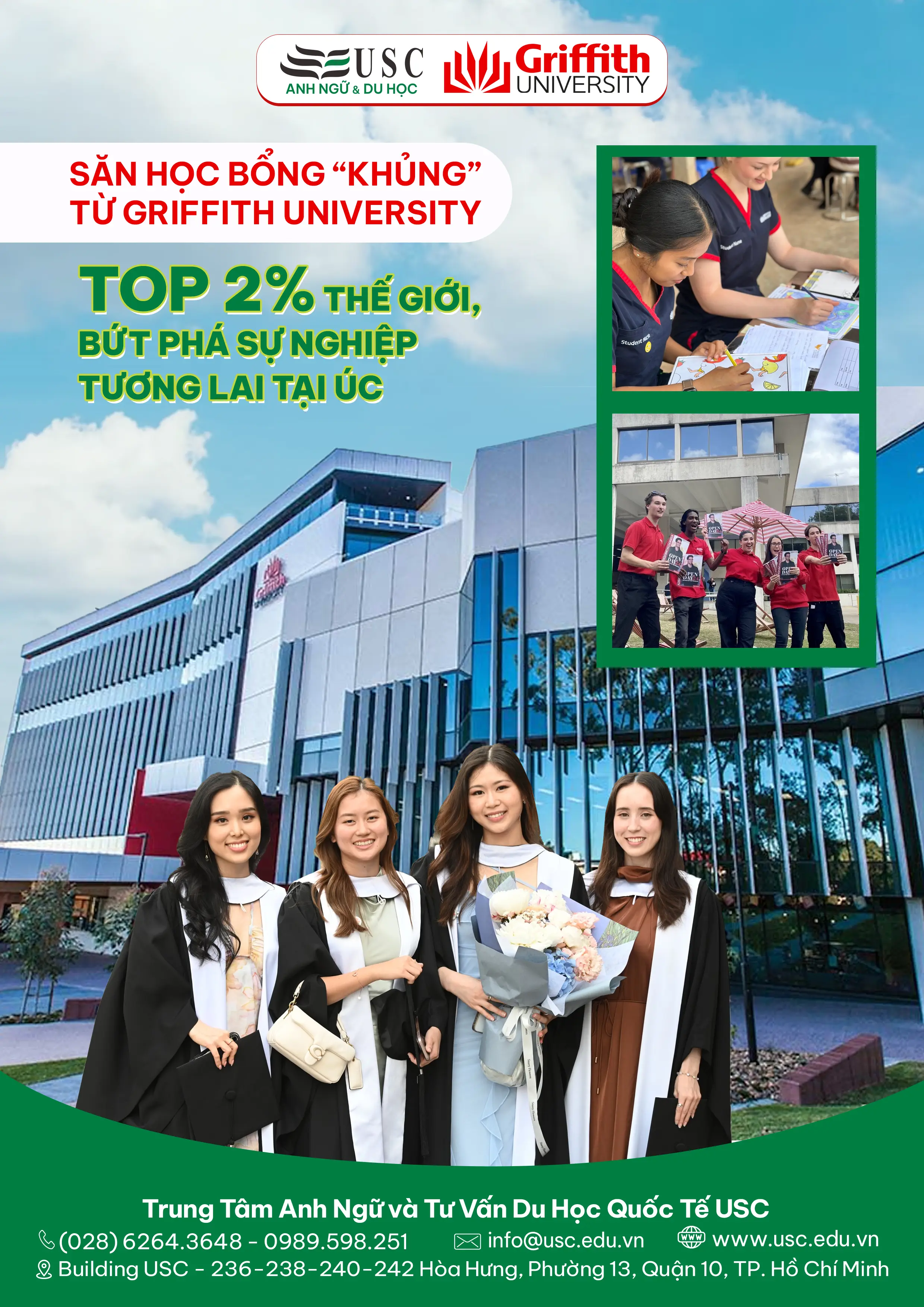SĂN HỌC BỔNG “KHỦNG” TỪ GRIFFITH UNIVERSITY – TOP 2% THẾ GIỚI, BỨT PHÁ SỰ NGHIỆP TƯƠNG LAI TẠI ÚC