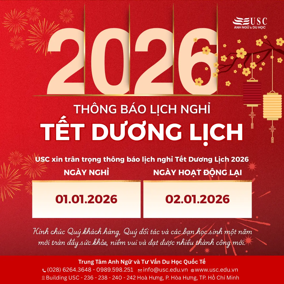 TRUNG TÂM USC THÔNG BÁO LỊCH NGHỈ TẾT DƯƠNG LỊCH 2026