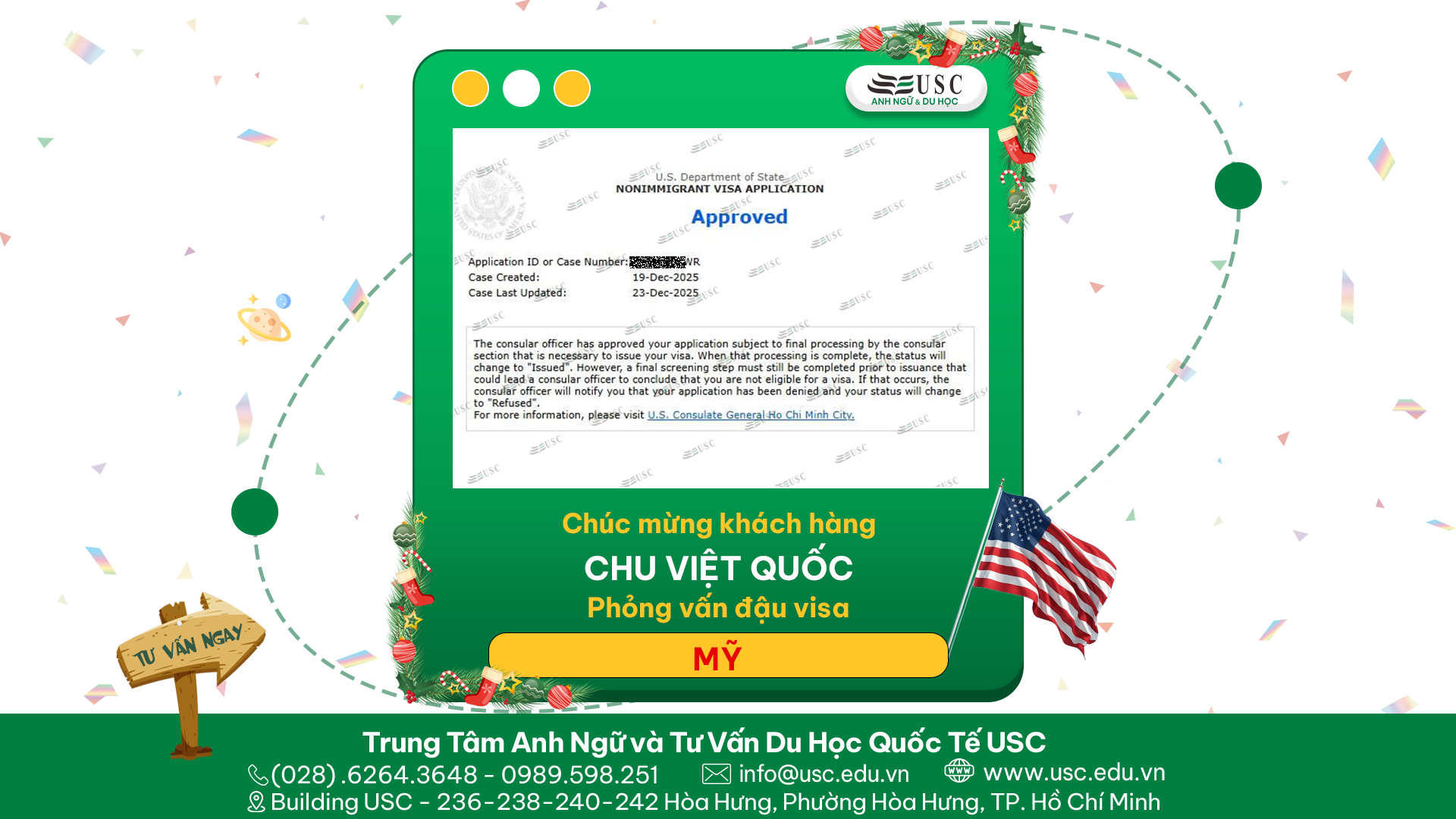 CHÚC MỪNG KHÁCH HÀNG CỦA USC ĐÃ ĐƯỢC LÃNH SỰ QUÁN MỸ CẤP VISA