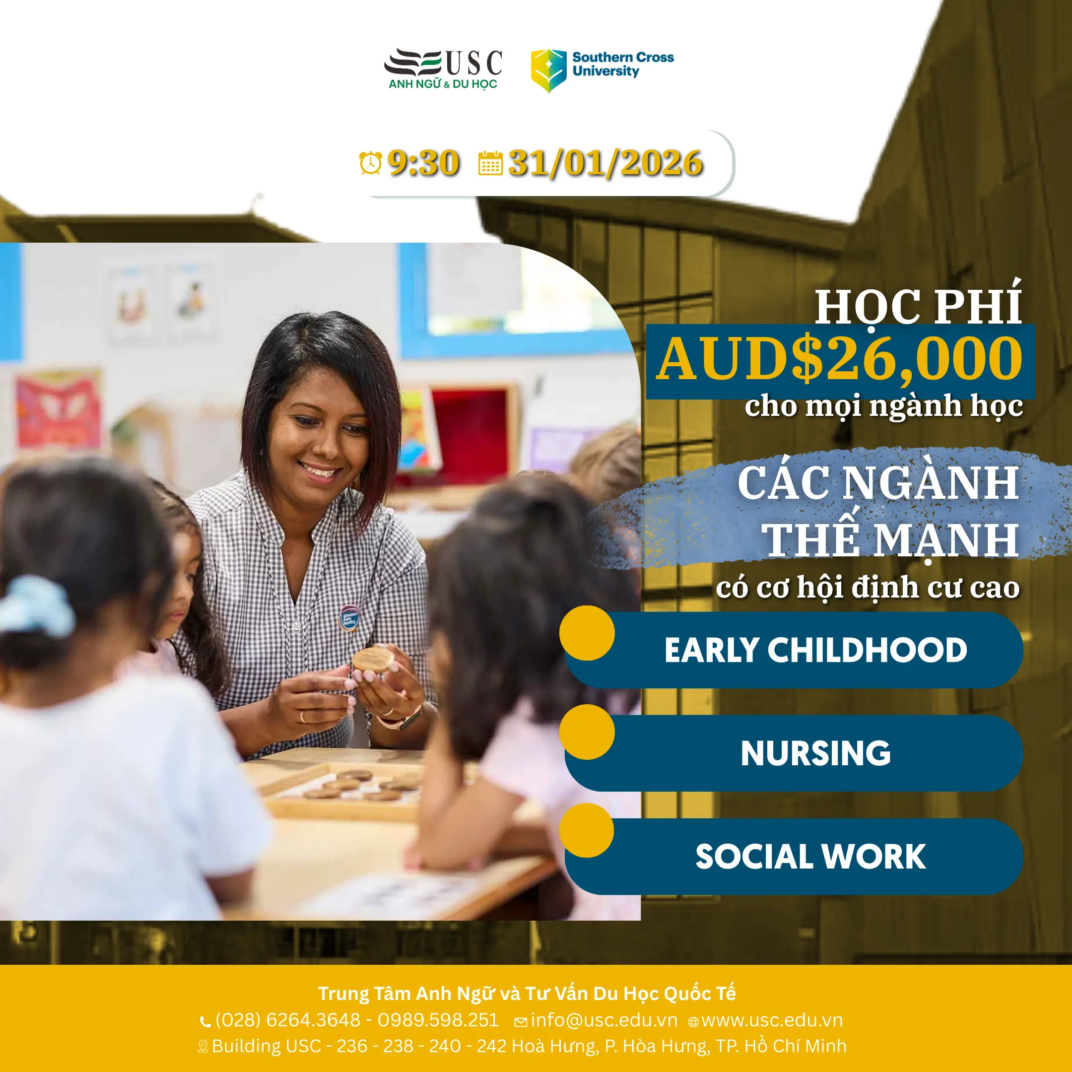 SOUTHERN CROSS UNIVERSITY - LỘ TRÌNH ĐỊNH CƯ ÚC VỚI HỌC PHÍ CỰC HỜI AUD26,000 CHO MỌI NGÀNH