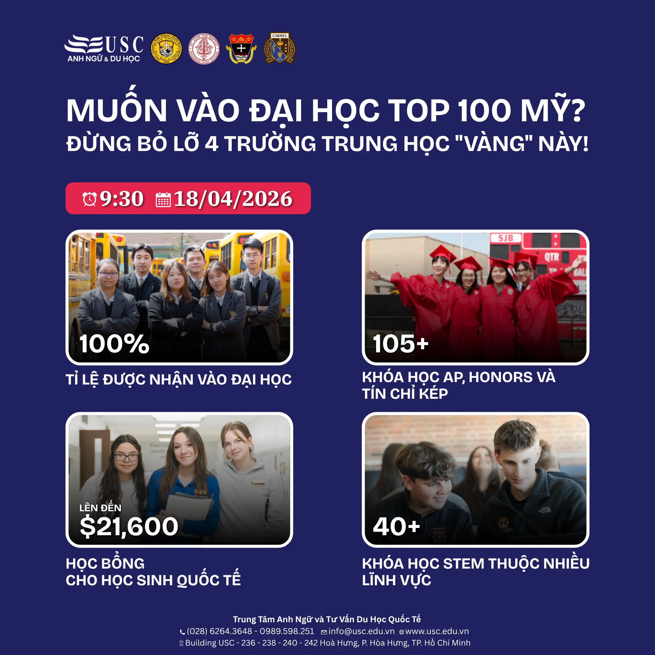 MUỐN VÀO ĐẠI HỌC TOP 100 MỸ? ĐỪNG BỎ LỠ 4 TRƯỜNG TRUNG HỌC VÀNG NÀY!