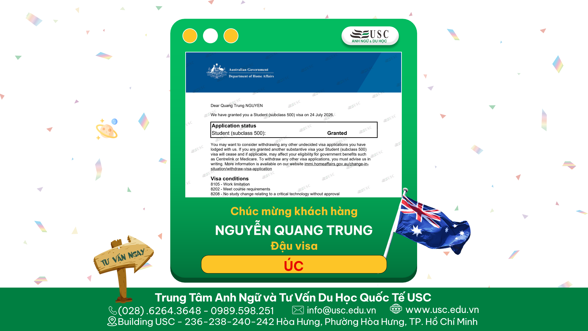 TỪ MỘT LẦN TỪ CHỐI VISA KHÔNG HỀ HAY BIẾT ĐẾN CẦM TRÊN TAY VISA DU HỌC ÚC