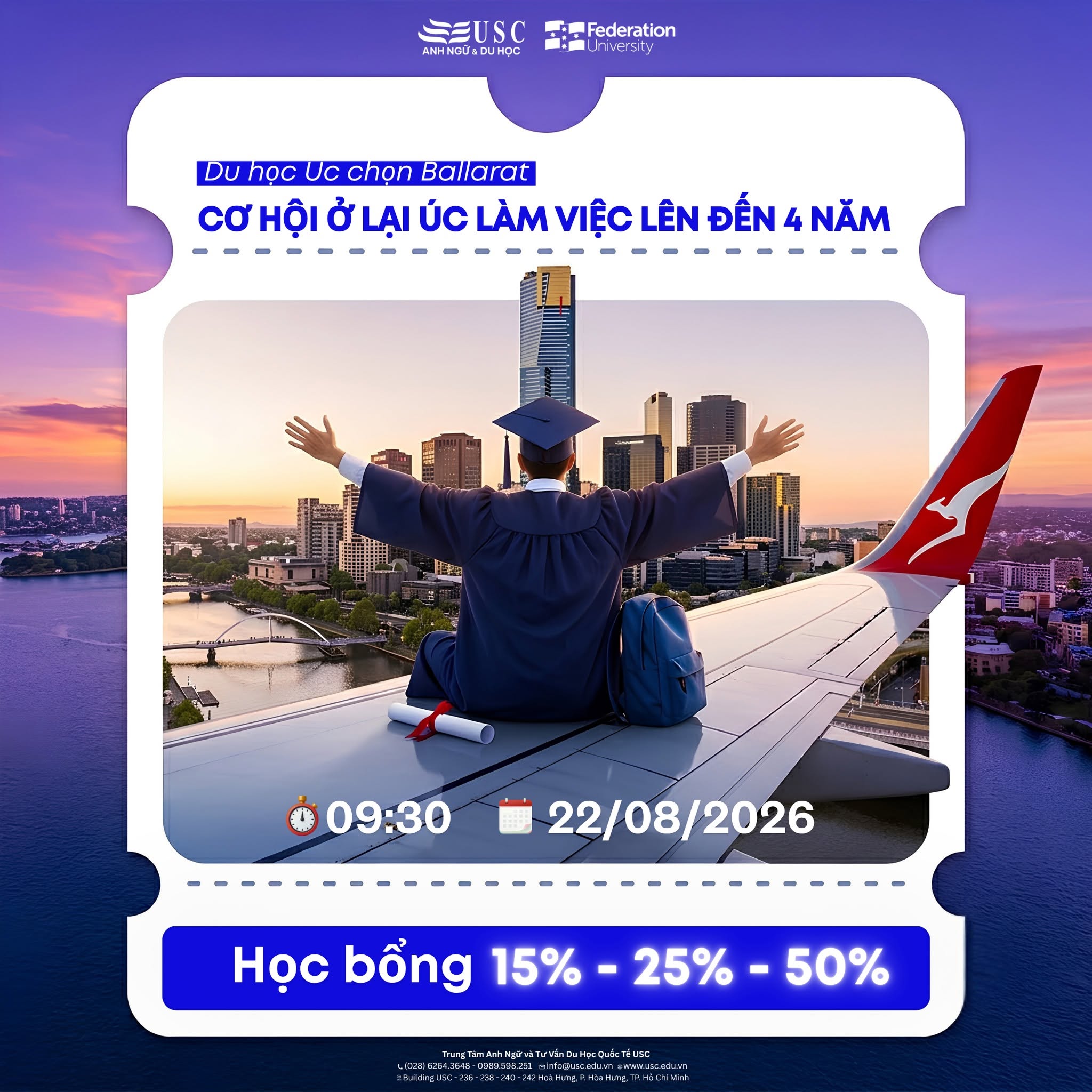 FEDERATION UNIVERSITY – TOP 1 VICTORIA VỀ LƯƠNG KHỞI ĐIỂM, CƠ HỘI Ở LẠI ÚC ĐẾN 4 NĂM