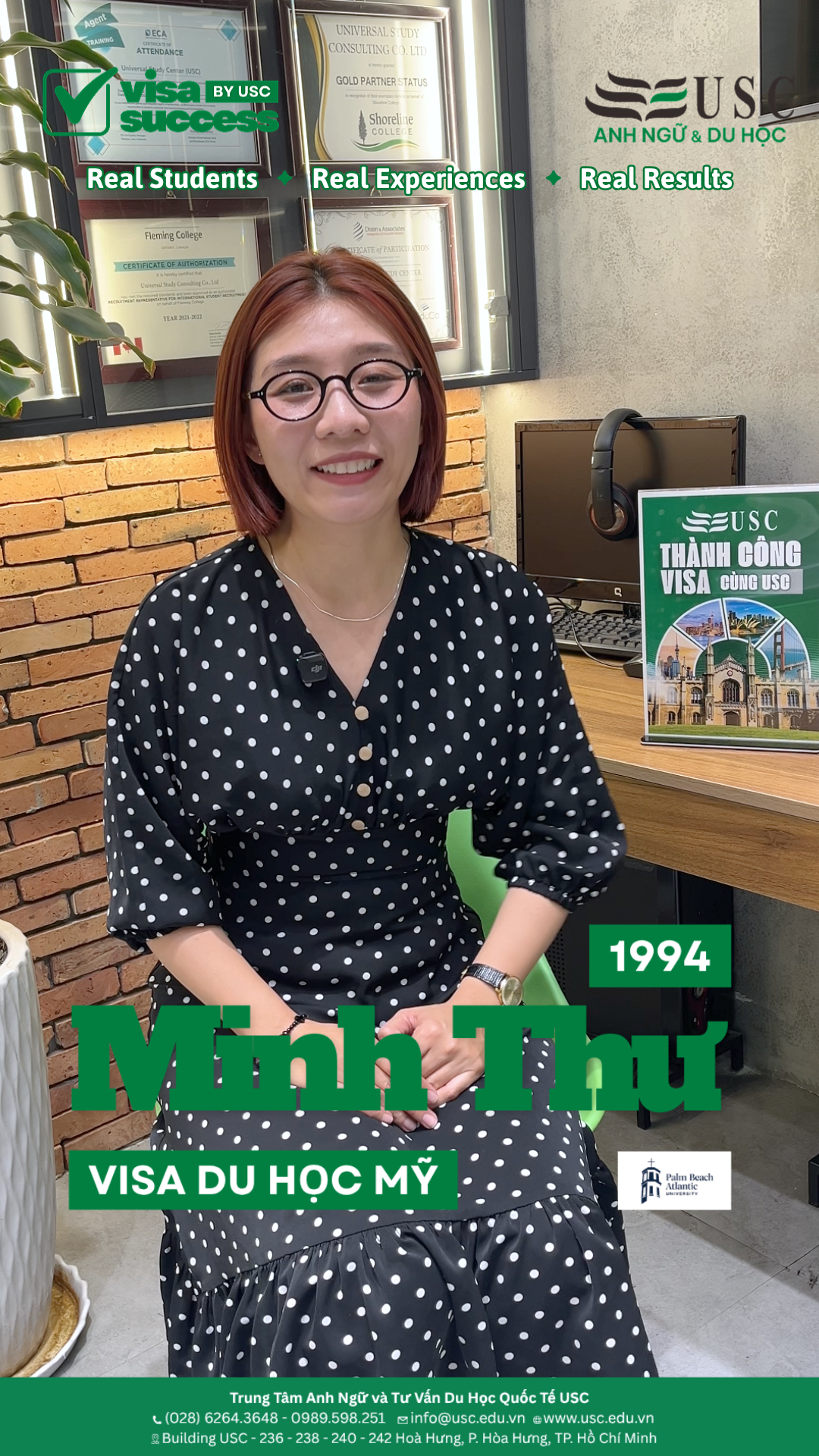 🔴 SERIES: VISA SUCCESS BY USC - THÀNH CÔNG VISA CÙNG USC 🎉 Chúc mừng bạn Minh Thư đã chính thức chinh phục thành công VISA DU HỌC MỸ tại Palm Beach Atlantic University!