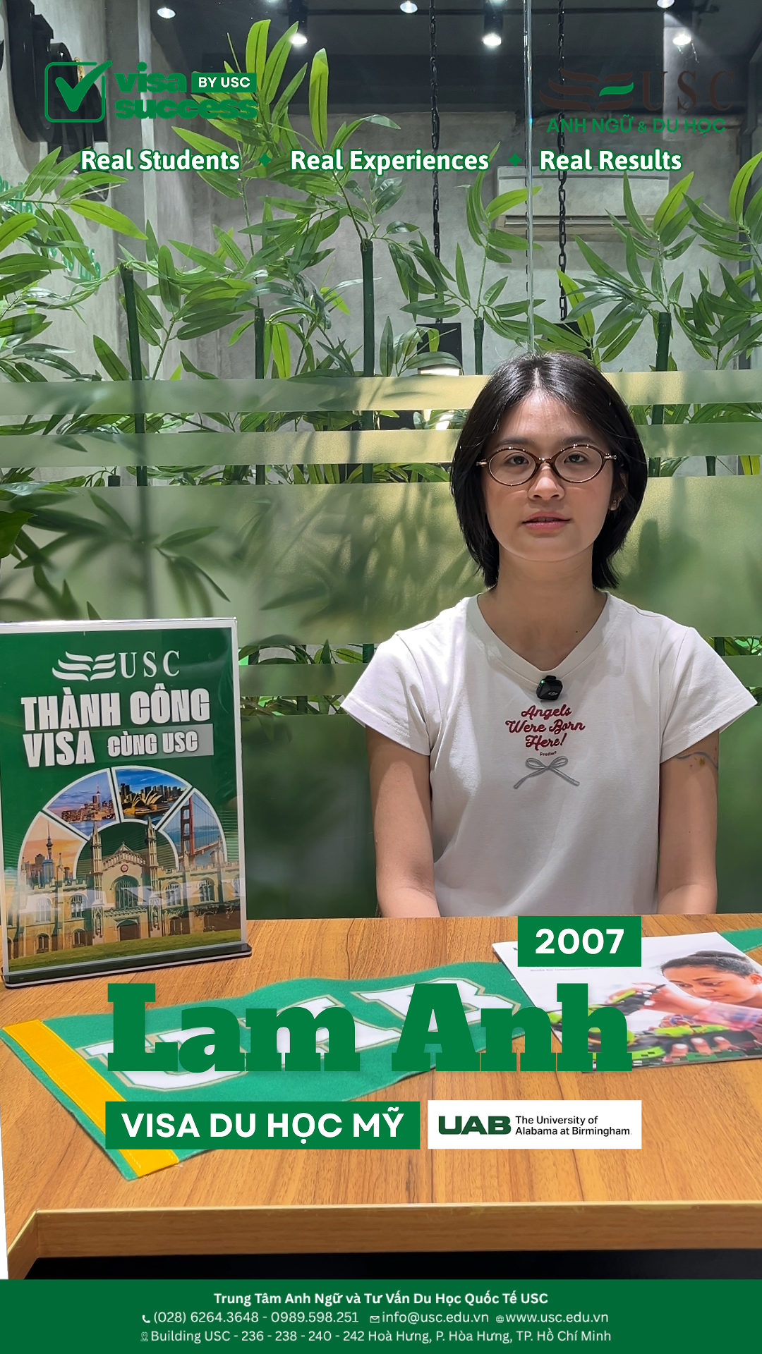 🔴 SERIES: VISA SUCCESS BY USC - THÀNH CÔNG VISA CÙNG USC 🎉 Chúc mừng bạn Lam Anh đã chính thức chinh phục thành công VISA DU HỌC MỸ tại University of Alabama at Birmingham, với học bổng trị giá $6,000