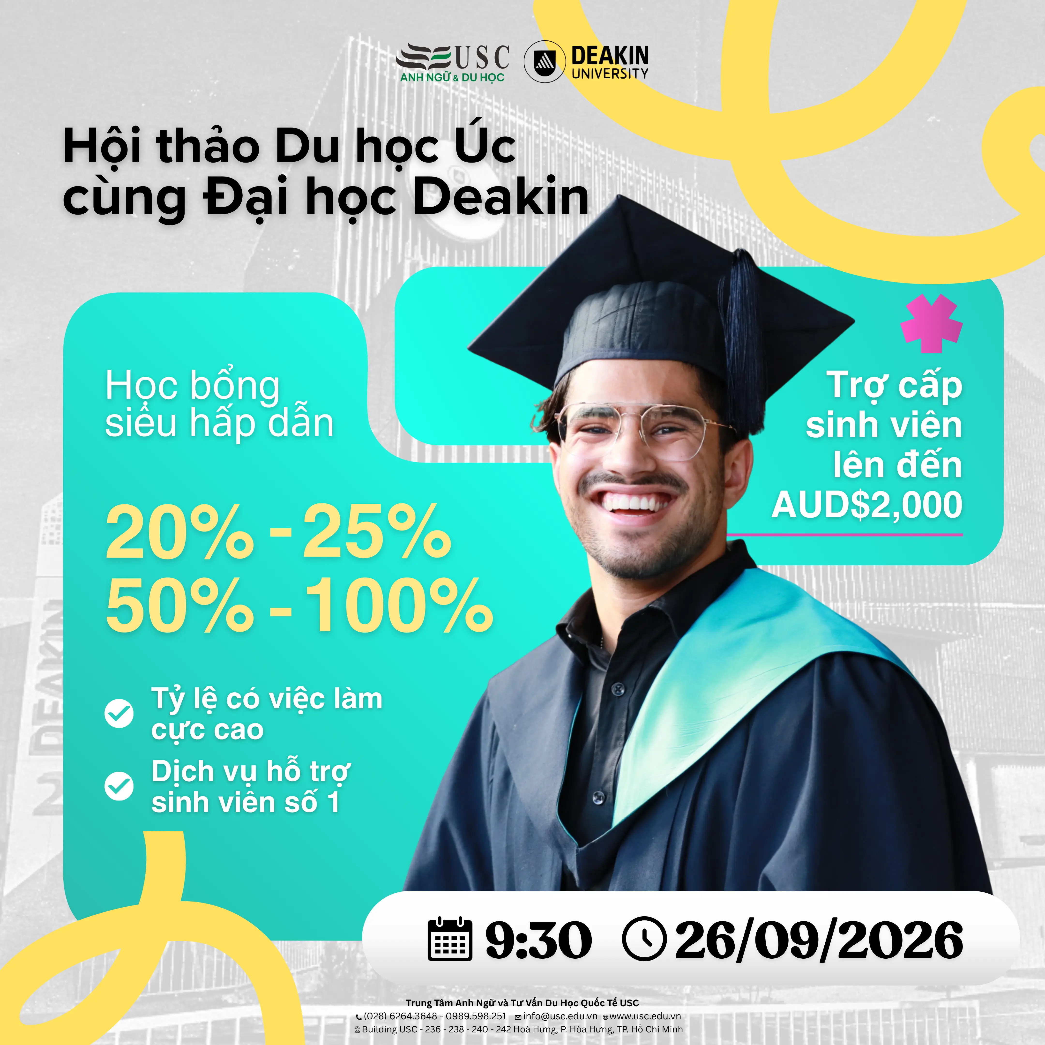 XÉT HỒ SƠ HỌC BỔNG DEAKIN 2027 – CƠ HỘI HỌC BỔNG LÊN ĐẾN 100%