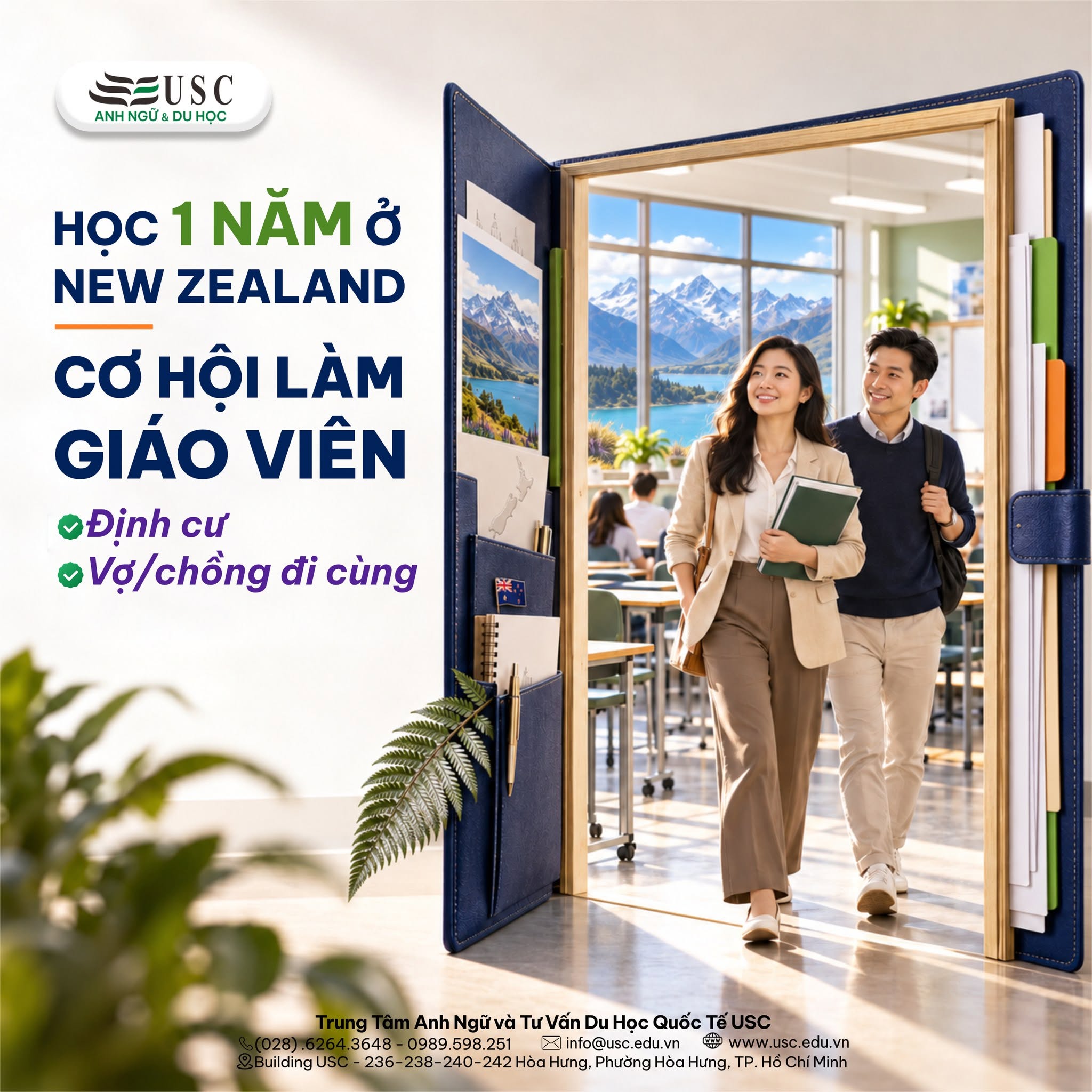 HỌC 1 NĂM TẠI NEW ZEALAND – CƠ HỘI LÀM GIÁO VIÊN, ĐỊNH CƯ VÀ ĐƯA VỢ/CHỒNG ĐI CÙNG!